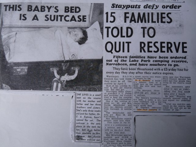 Herald Newspaper article about Narrabeen lakes camp 1950's